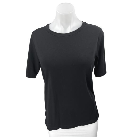 Oak + Fort Women's Black Knit Short Sleeve Crew Neck Tee T-Shirt Top Size S - Picture 1 of 4